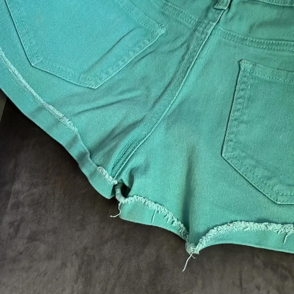 F21 turquoise denim shorts